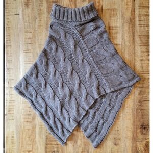 Fratelli Talli Poncho Womens Cable Knit Light Brown One Size Shaw Made in Italy